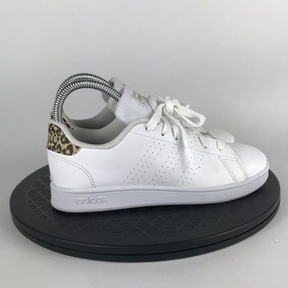 Adidas Advantage White/Leopard Print Athletic Shoes FY8875 Youth Size 2.5Y - Picture 4 of 12
